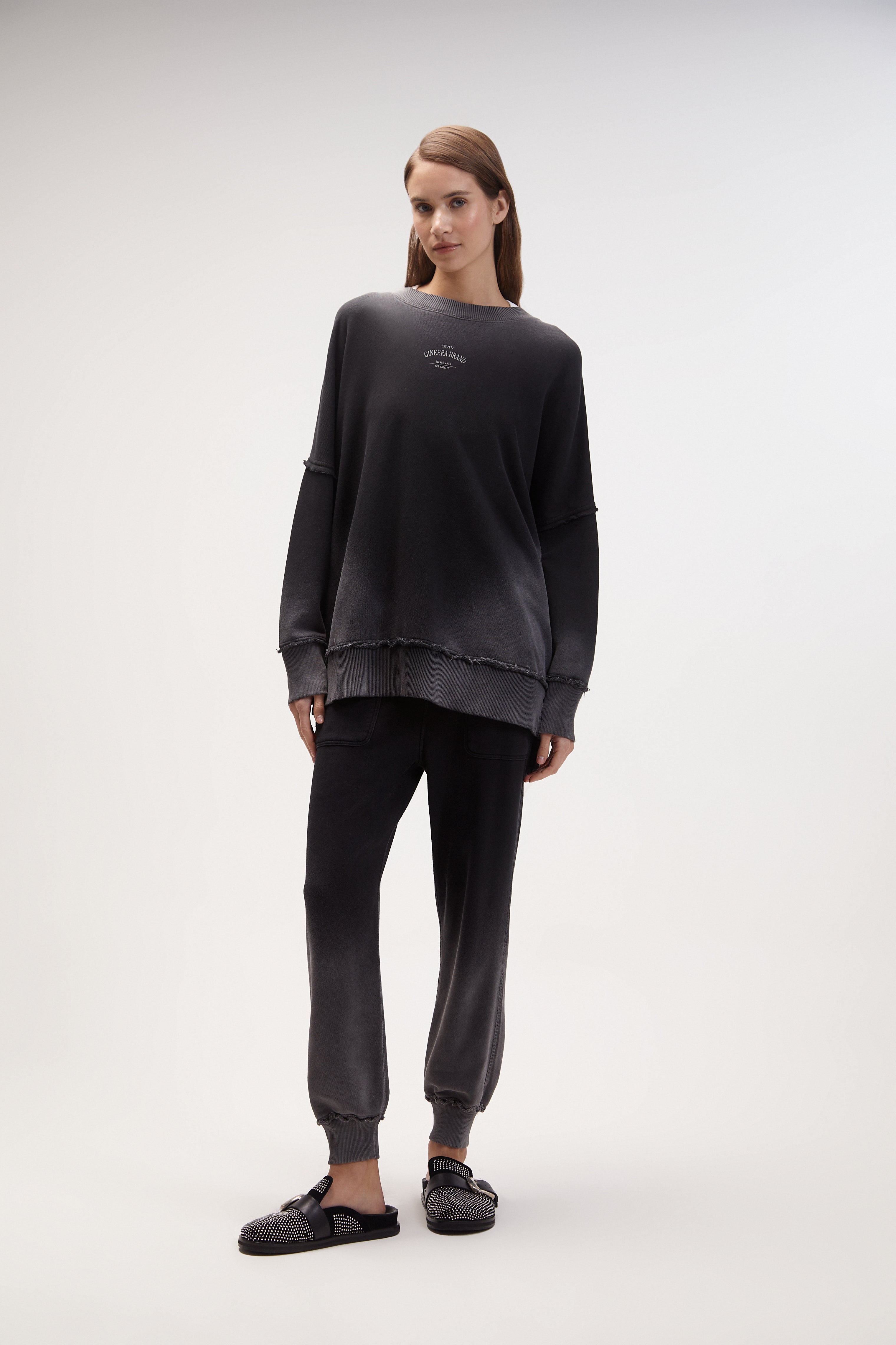 premium cotton malibu sweater / Black