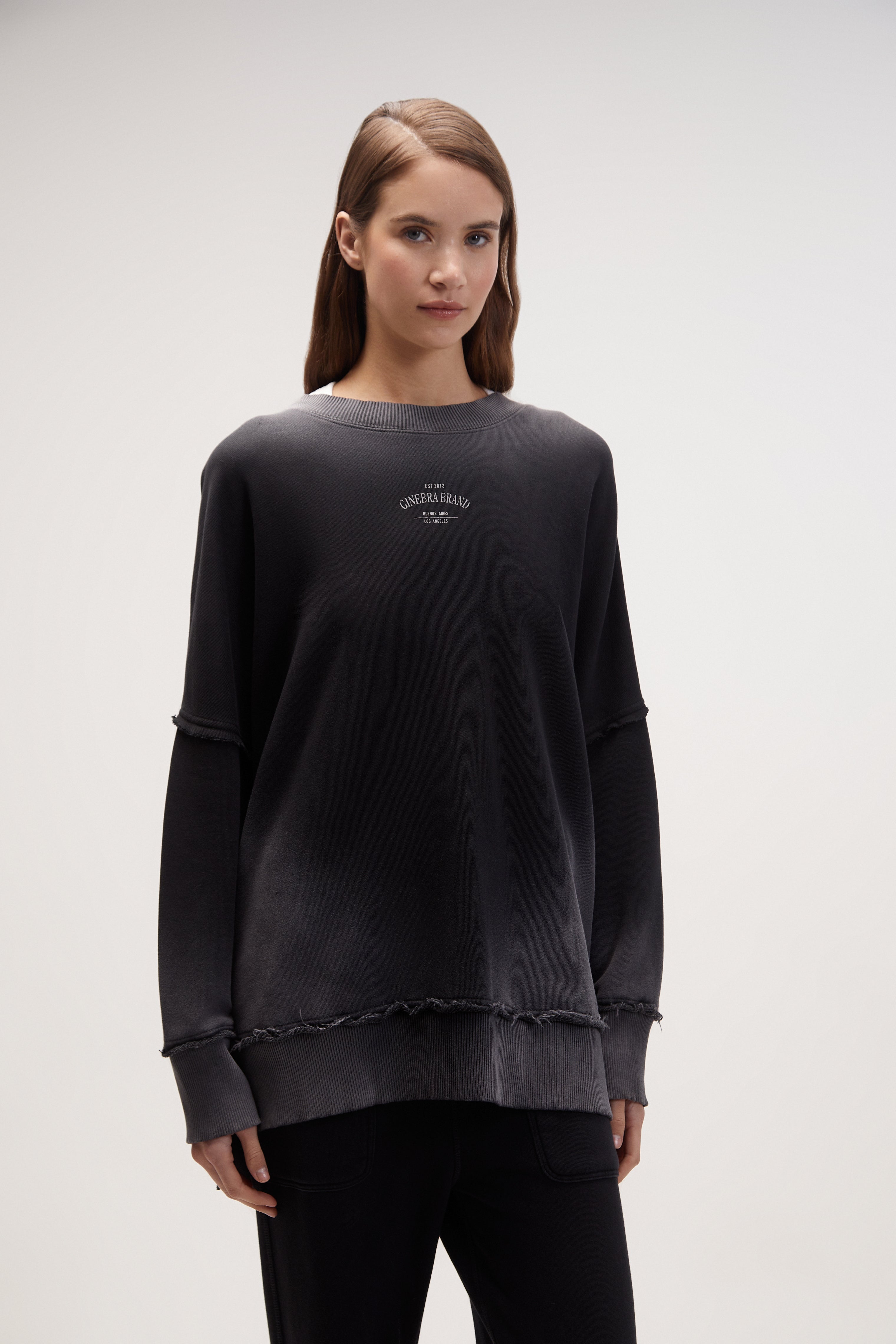 premium cotton malibu sweater / Black