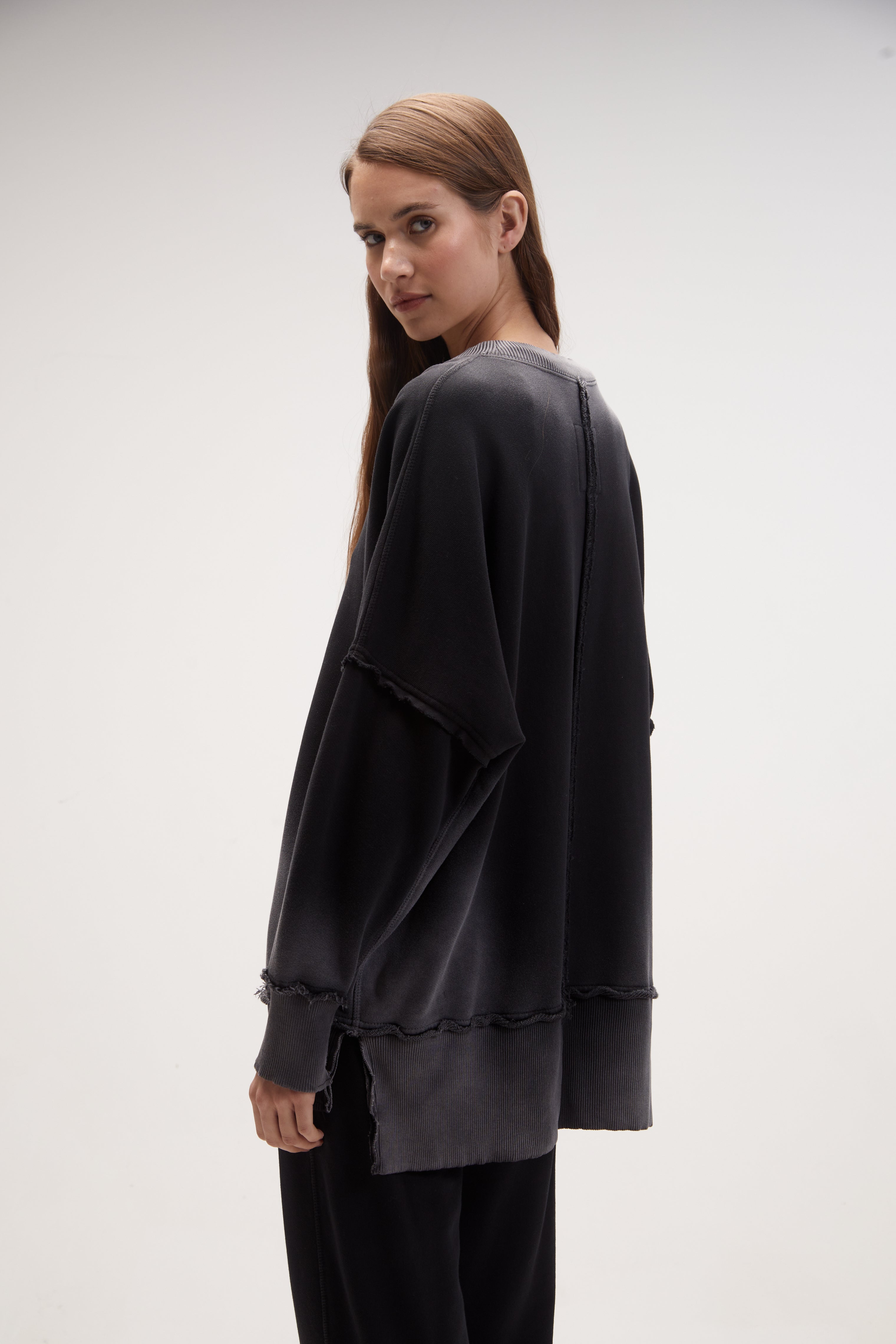 premium cotton malibu sweater / Black