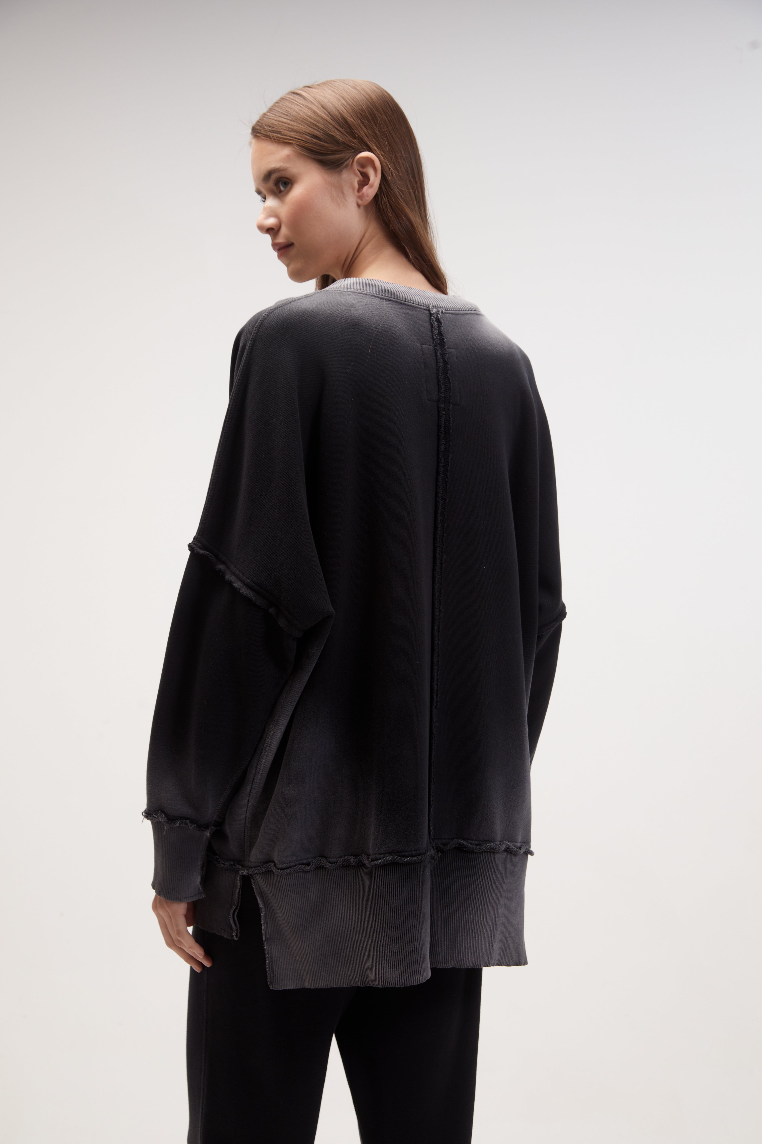 premium cotton malibu sweater / Black