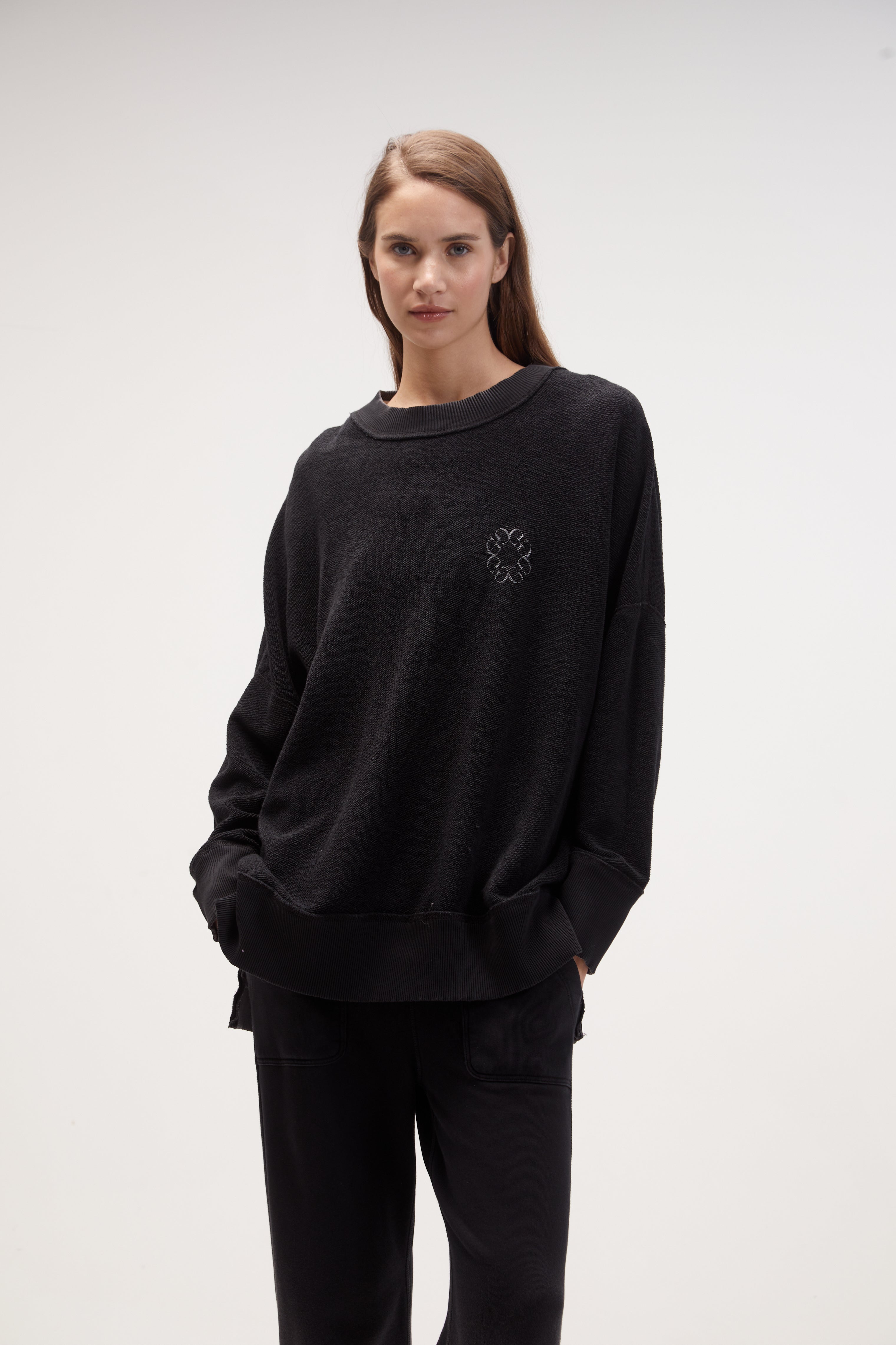 premium cotton malibu sweater / Black