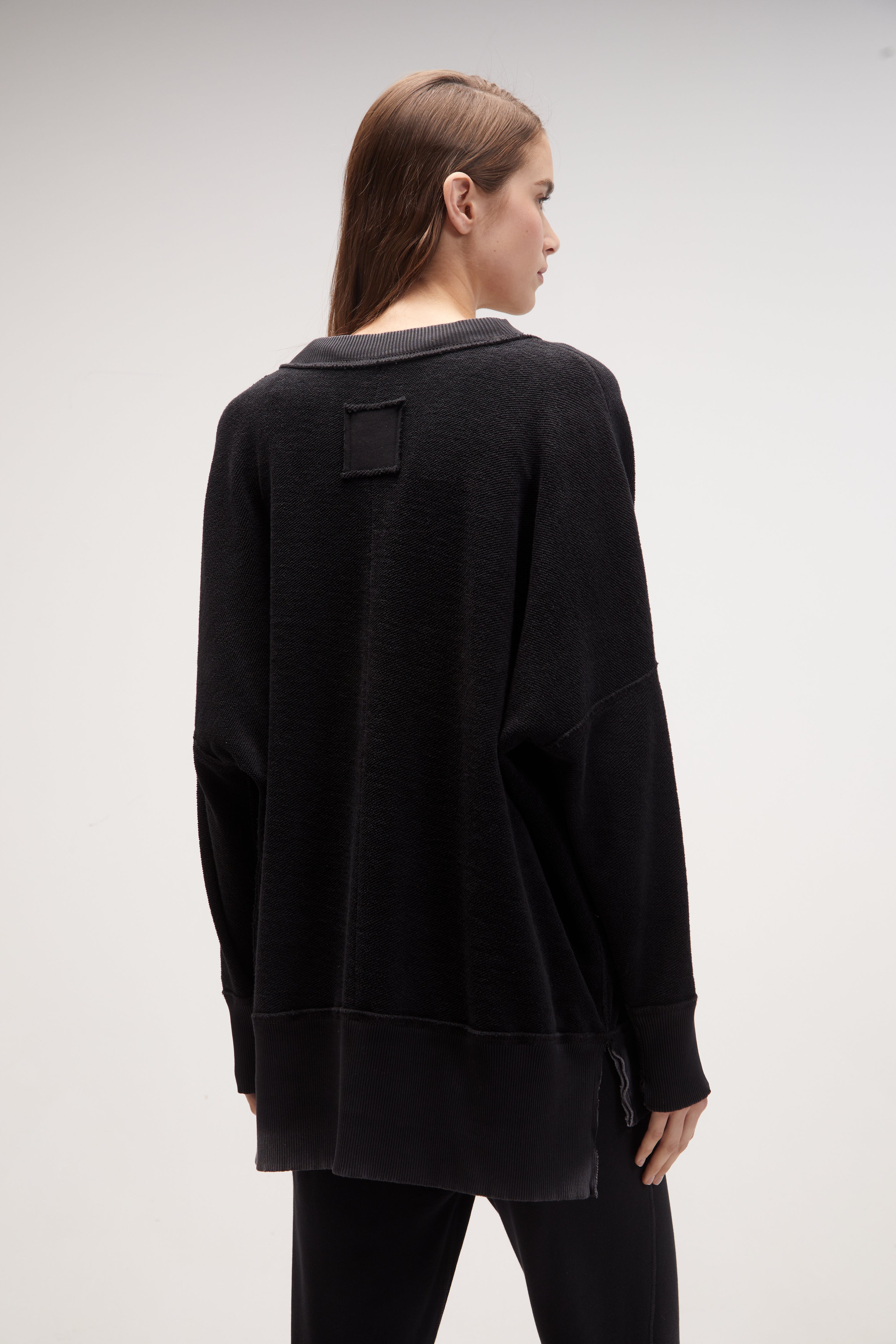 premium cotton malibu sweater / Black