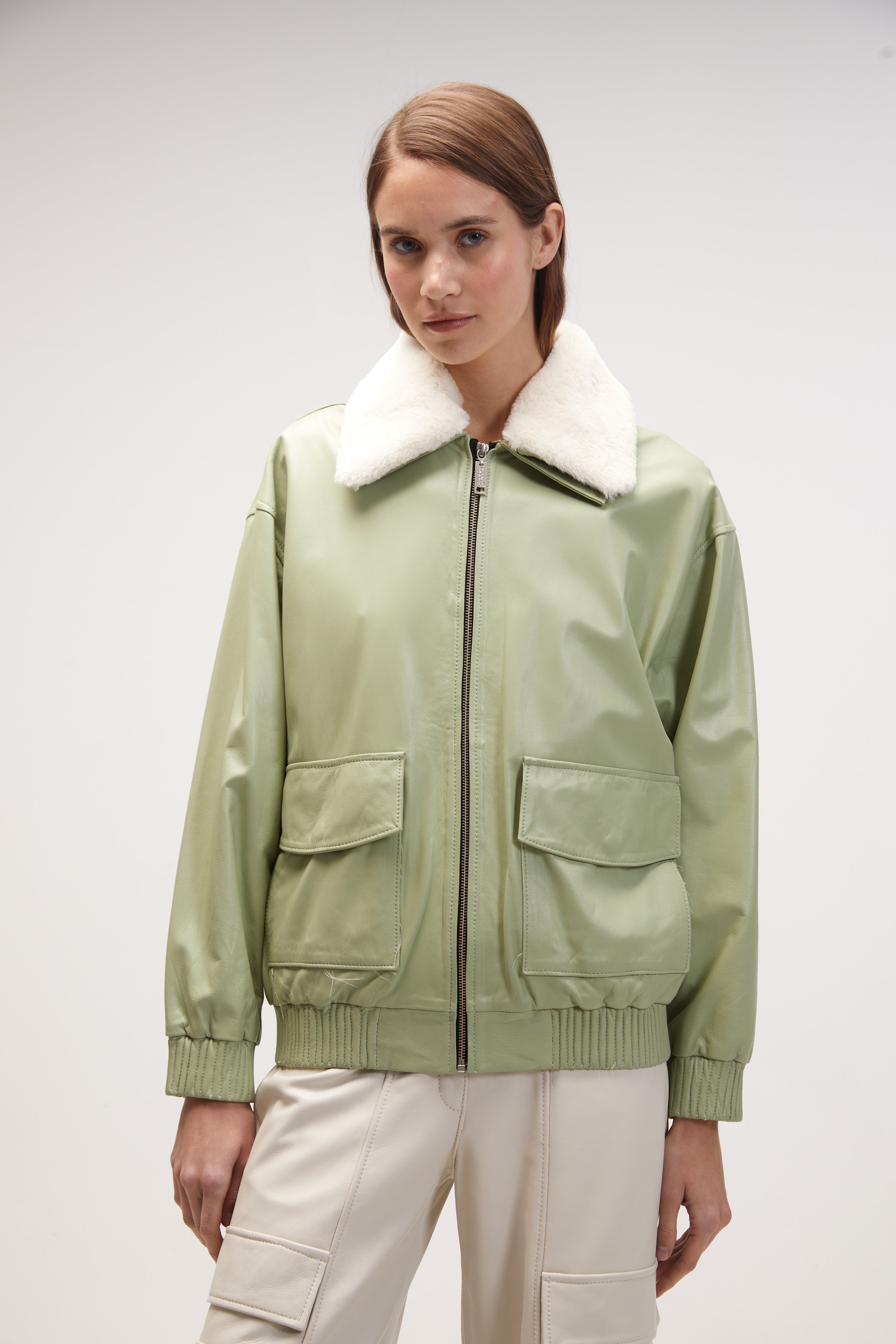 timeless leather Lenox jacket / Green