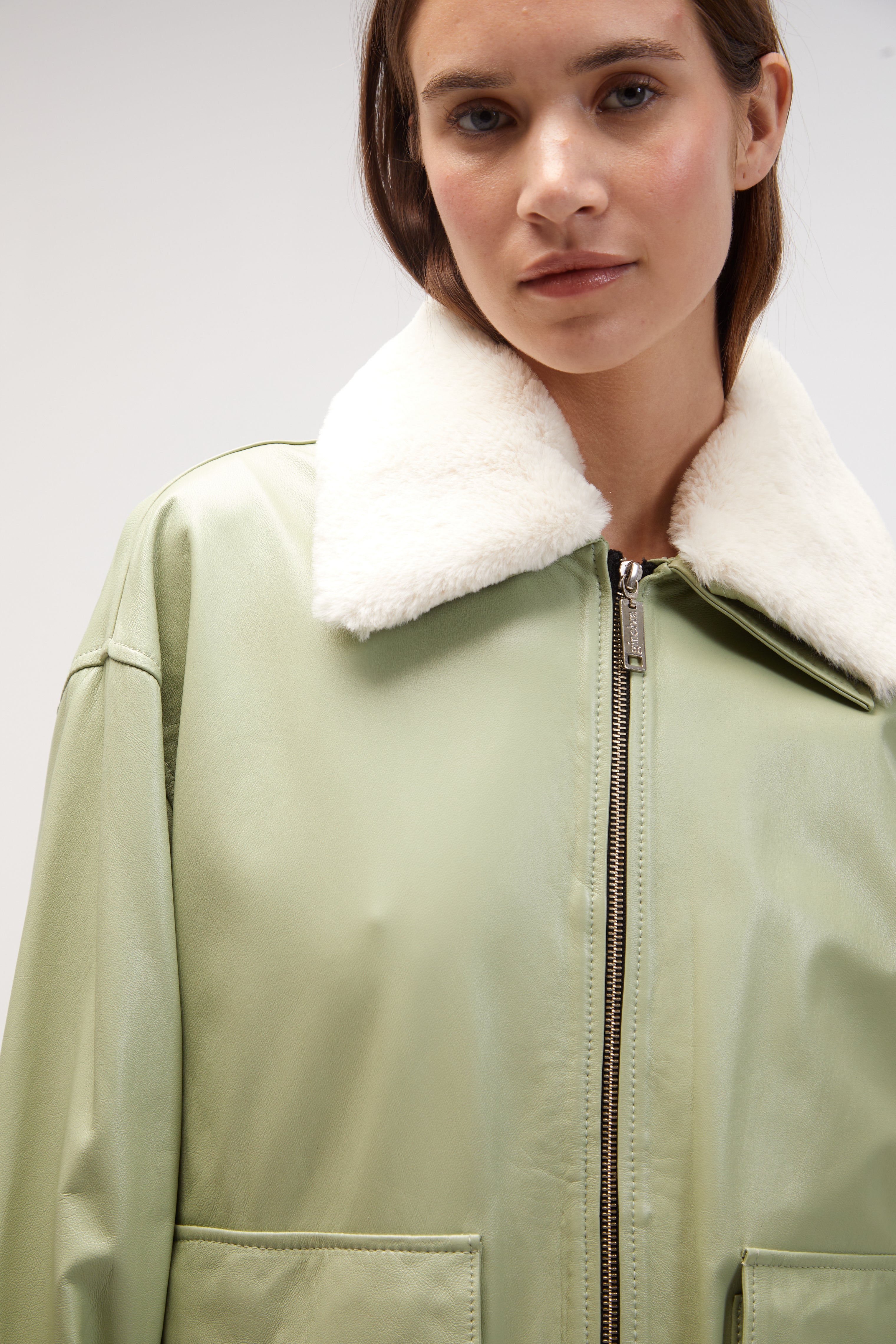 jacket in green leather