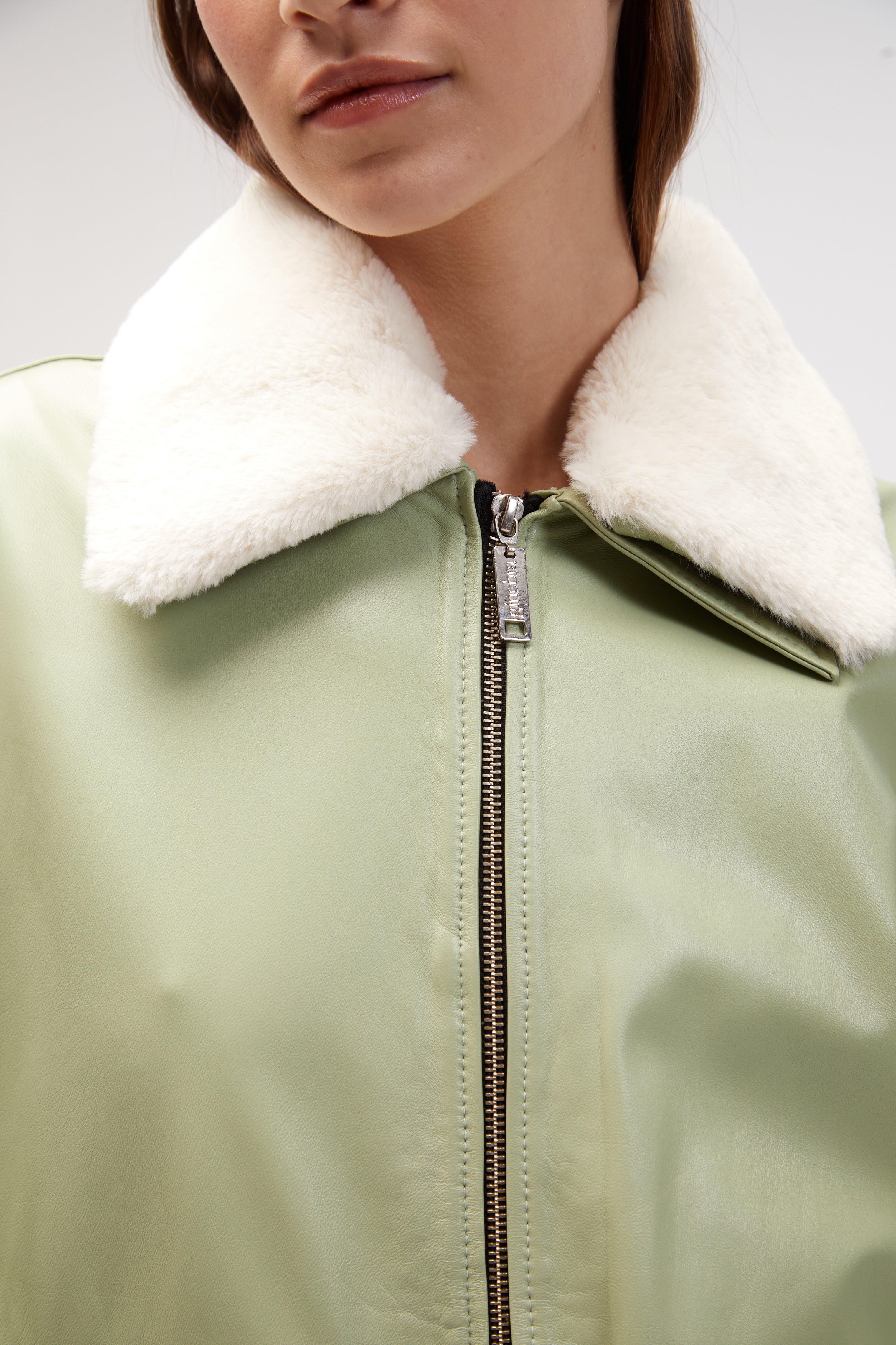 jacket in green leather