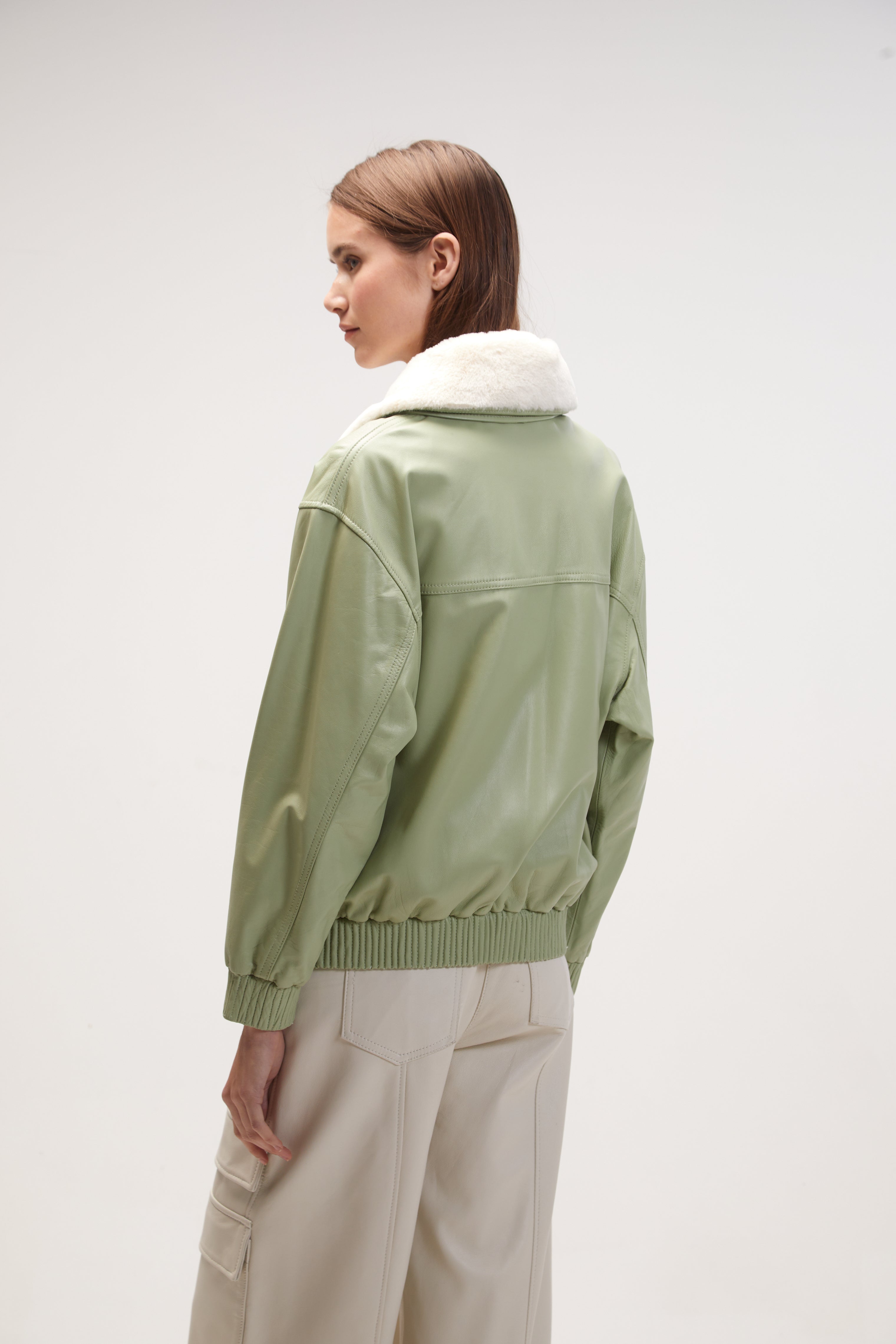 jacket in green leather
