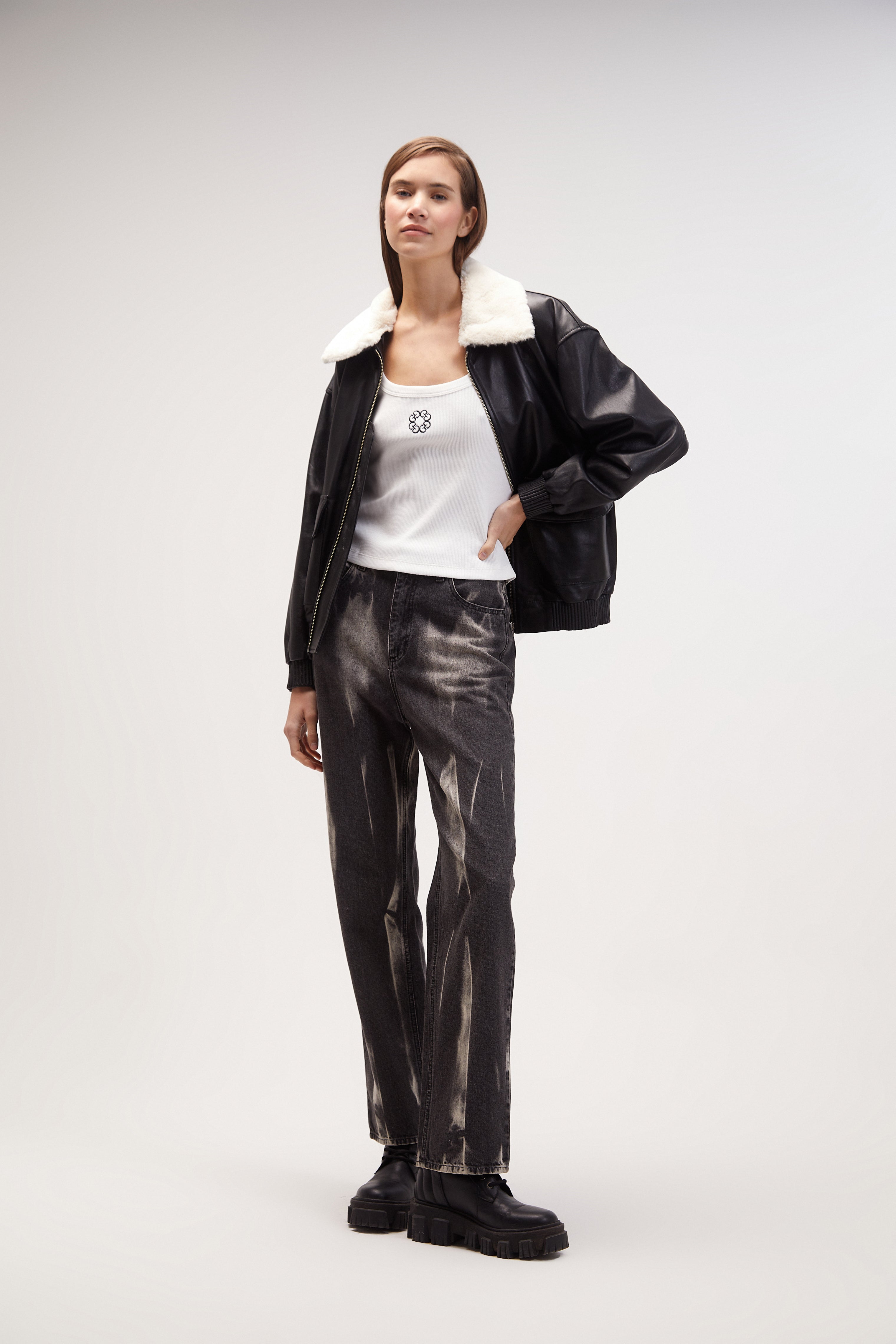 timeless leather Lenox jacket / Black