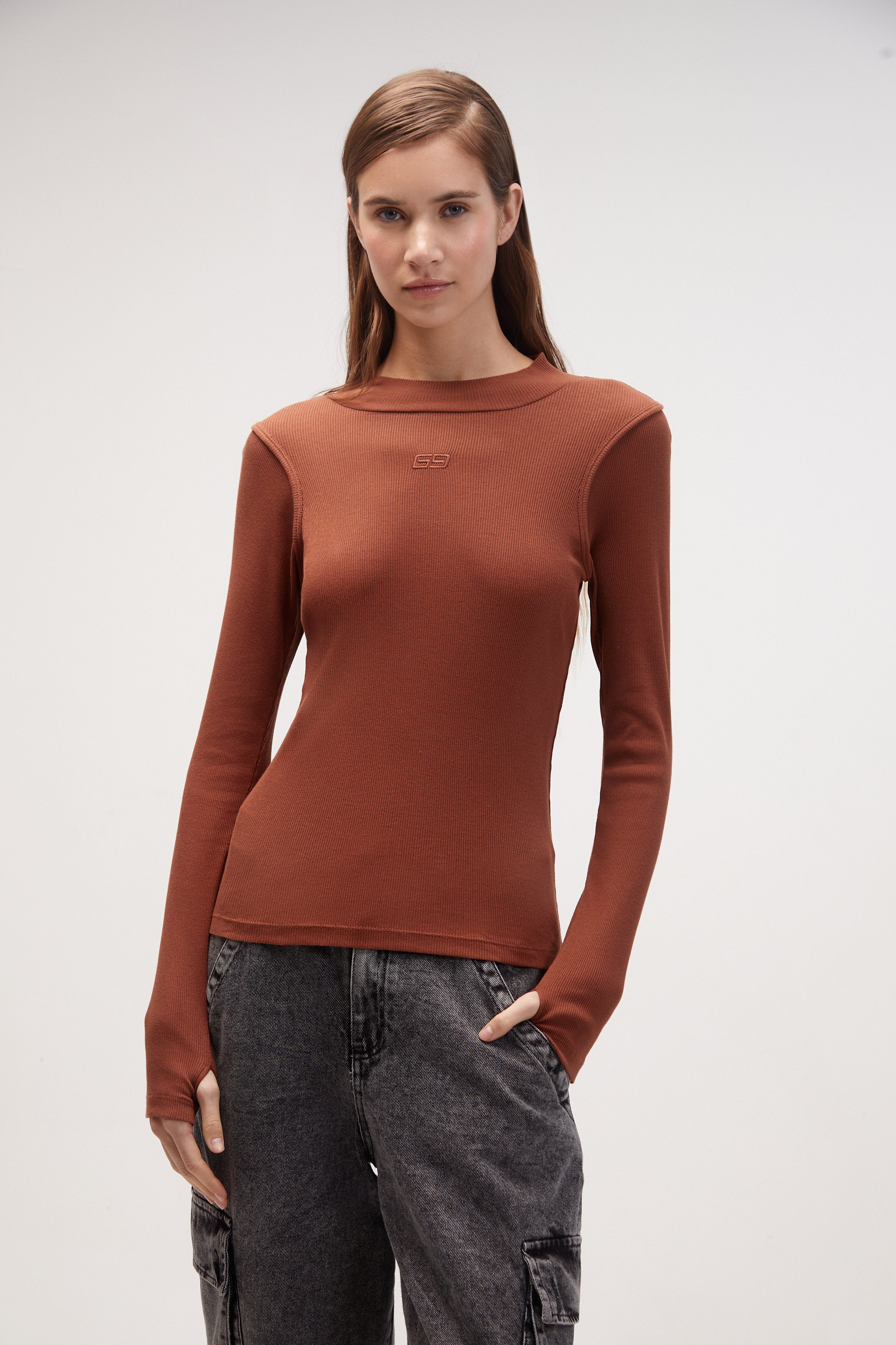 high-end cotton fitted long-sleeved shirt for woman