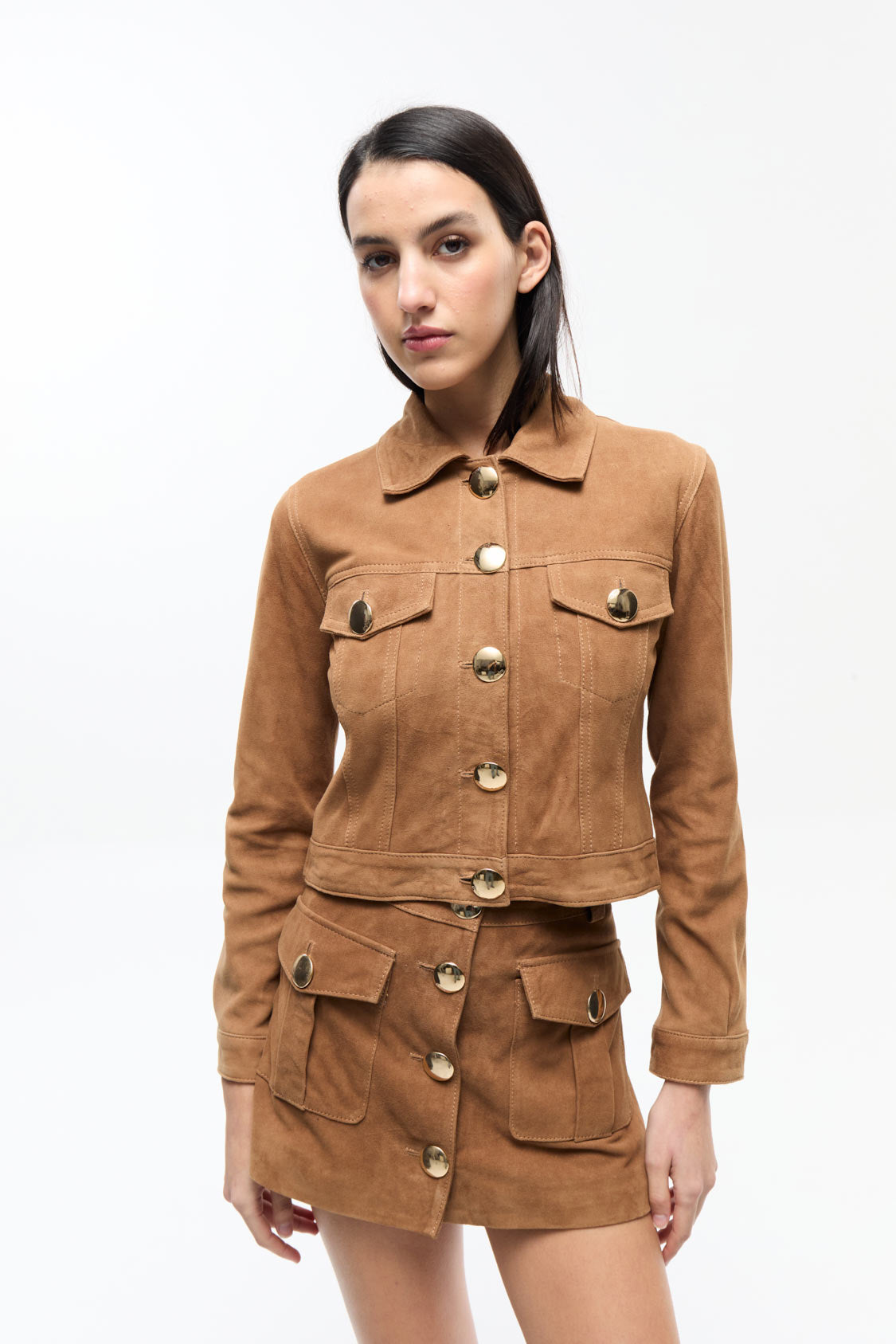 premium goat suede leather Aurora jacket